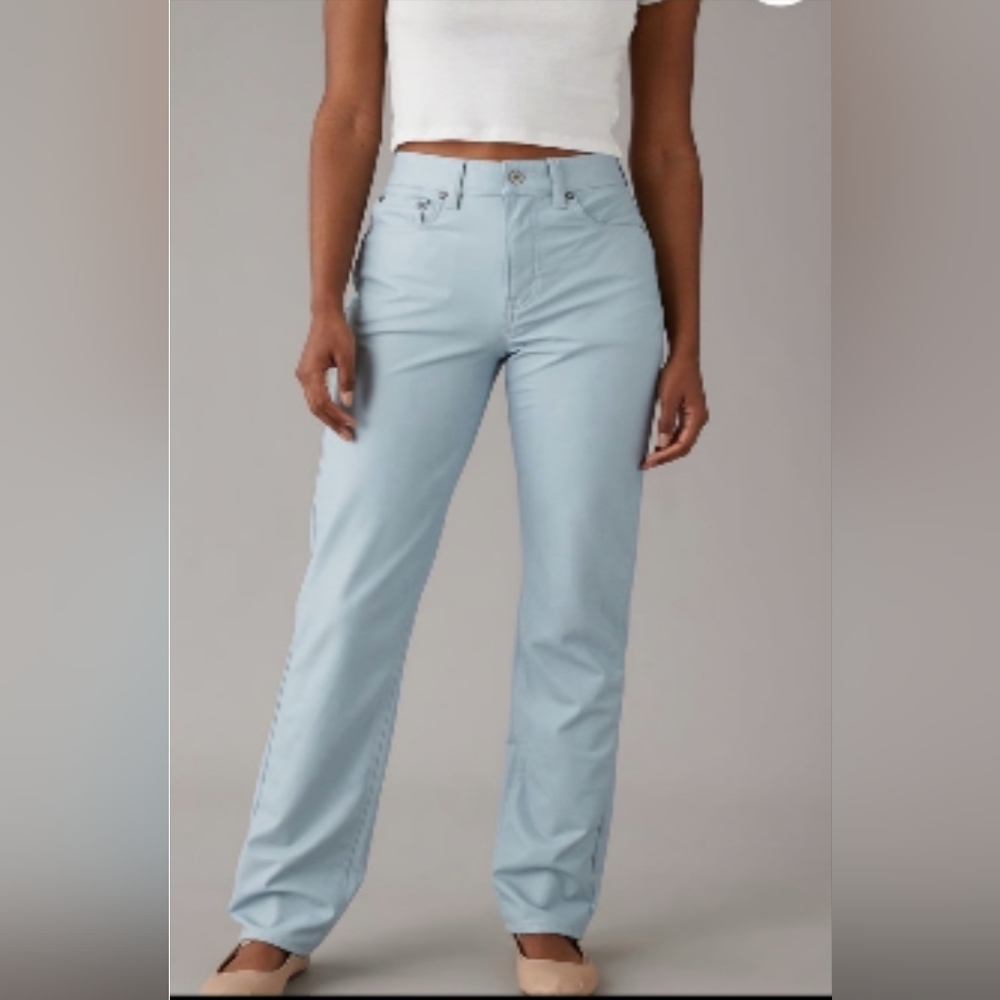 227. American Eagle  Faux Leather Pants - Light Blue